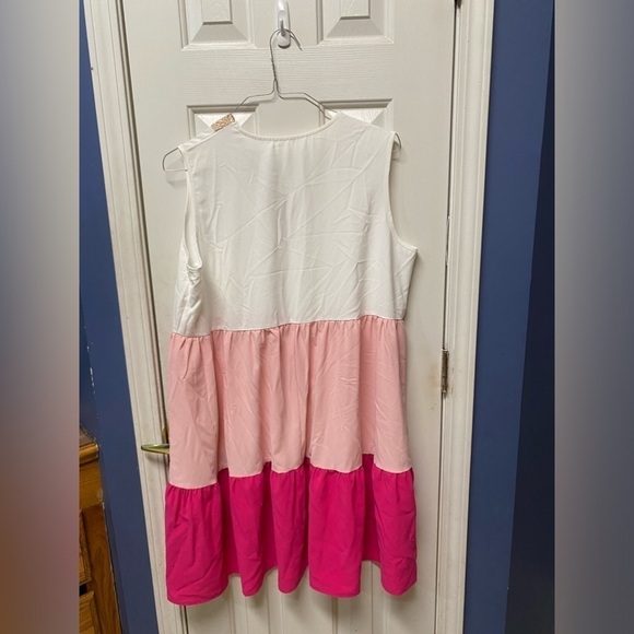 SHEIN VCAY Colorblock Contrast Lace Ruffle Hem Smock Dress 1XL - Picture 5 of 9